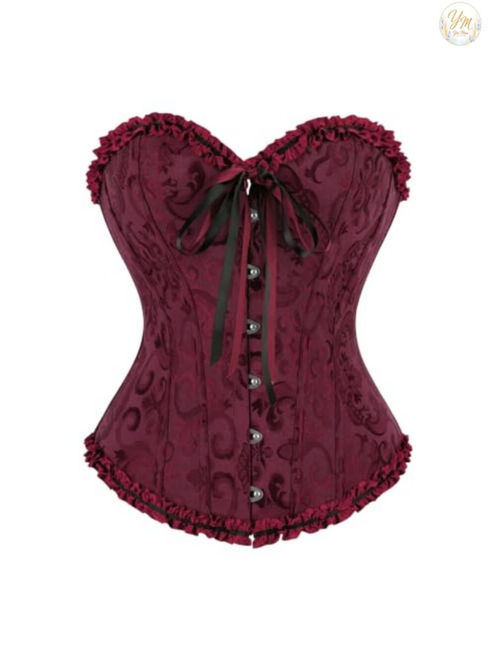 Womens Overbust Renaissance Corset Lace-Up Jacquard Victorian Costume Top